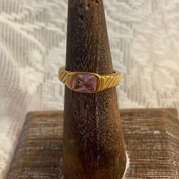 Dawn on the Horizon Gold Vermeil Gemstone Ring Size 6 - Picture 2 of 3